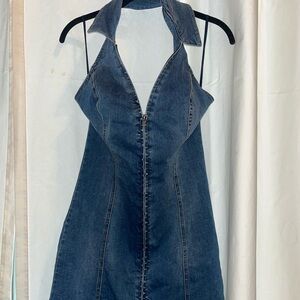 Urban Outfitters Denim Halter Mini Dress